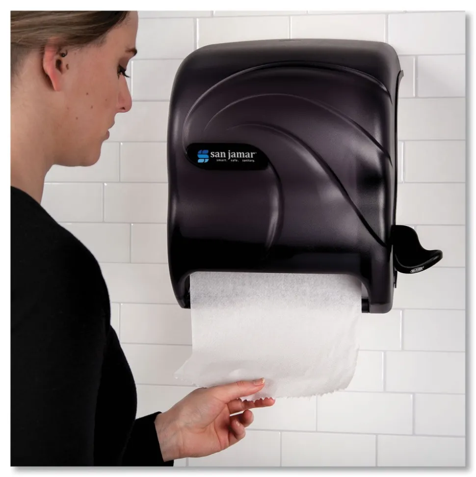 San Jamar 12.5 in. x 8.5 in. x 12.75 in. Oceans Element Lever Roll Towel Dispenser - Black Pearl