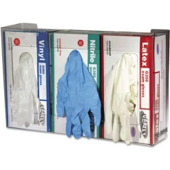 San Jamar 18 x 3.75 x 10 3 Box Steel White Enamel Disposable Glove Dispenser - Clear