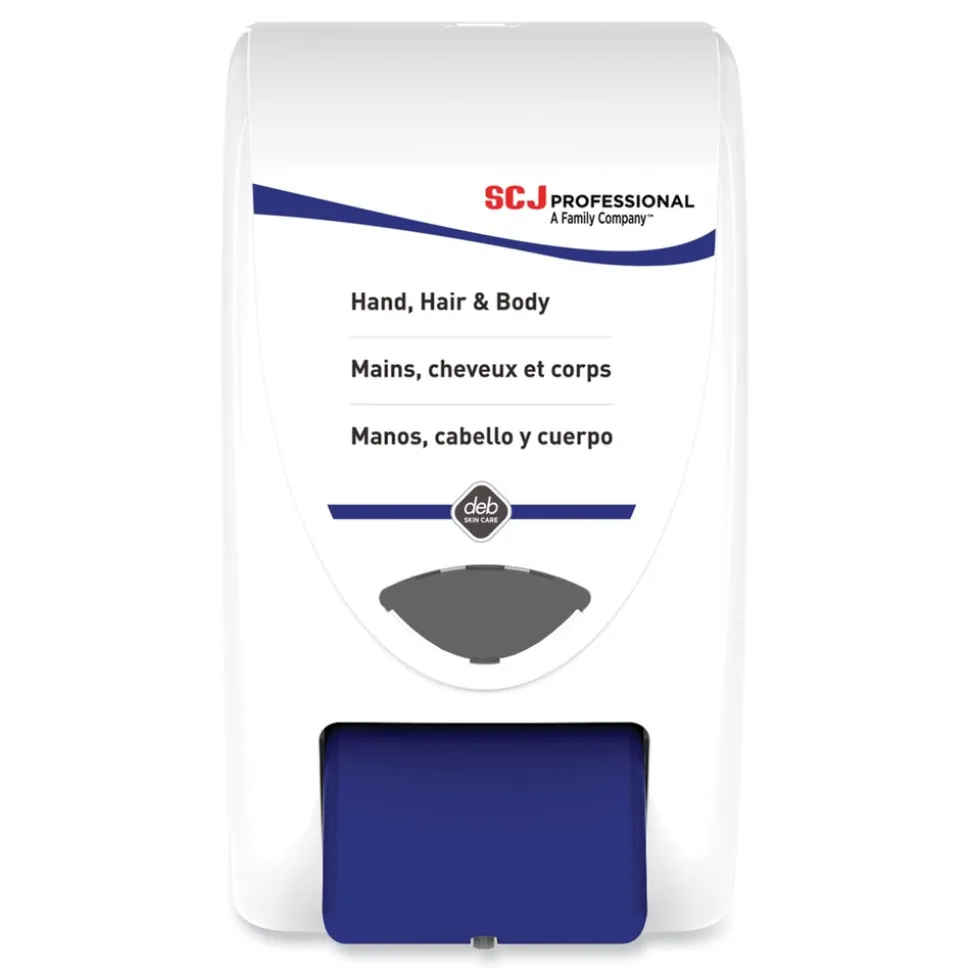 SC Johnson 6.4 in. x 5.7 in. x 11.5 in. 2 L Cleanse Hand, Hair and Body Dispenser - White/Blue (8/Carton)