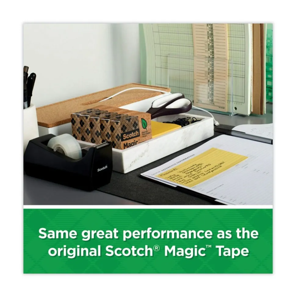 Scotch 0.75 in. x 75 ft. 1 in. Core Magic Greener Tape with C38 Dispenser - Clear (6/Pack)