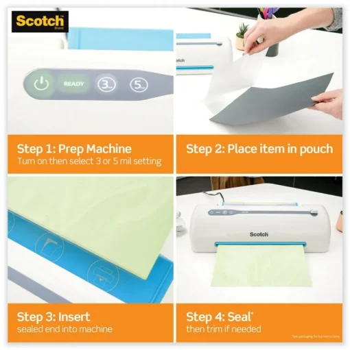 Scotch 8.9 in. x 11.4 in. 3 mil. Laminating Pouches - Clear (20/Pack)