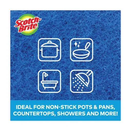 Scotch-Brite 3 x 6 Non-Scratch Scour Pads - Blue (10/Carton)