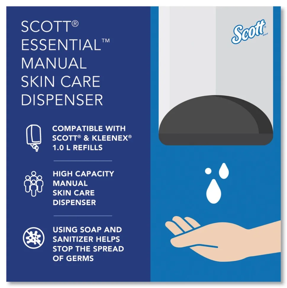 Scott 92145 5 in. x 5.25 in. x 8.38 in. 1000 mL Essential Manual Skin Care Dispenser - Black