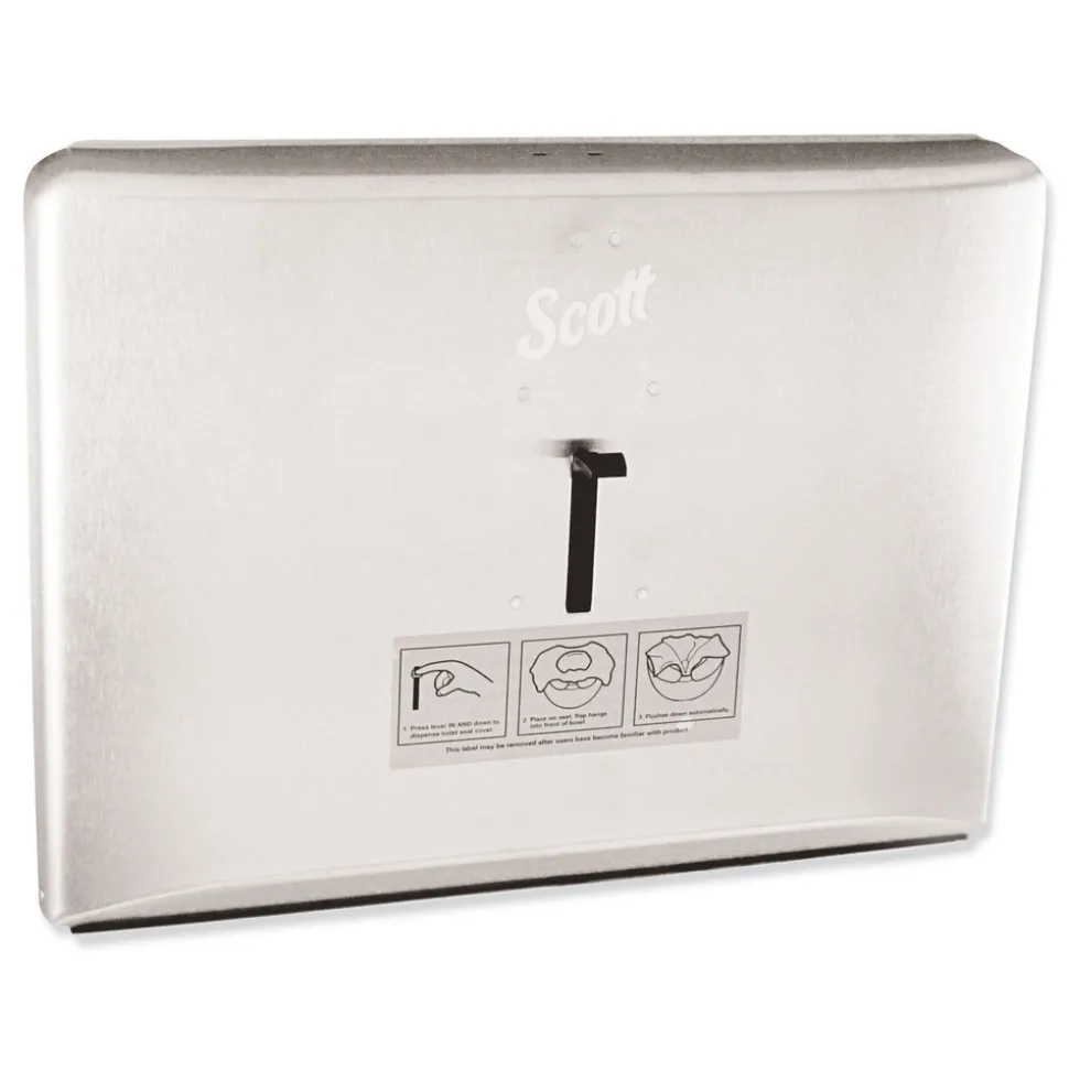 Scott 09512 16.6 in. x 2.5 in. x 12.3 in. Personal Seat Cover Dispenser - Stainless Steel