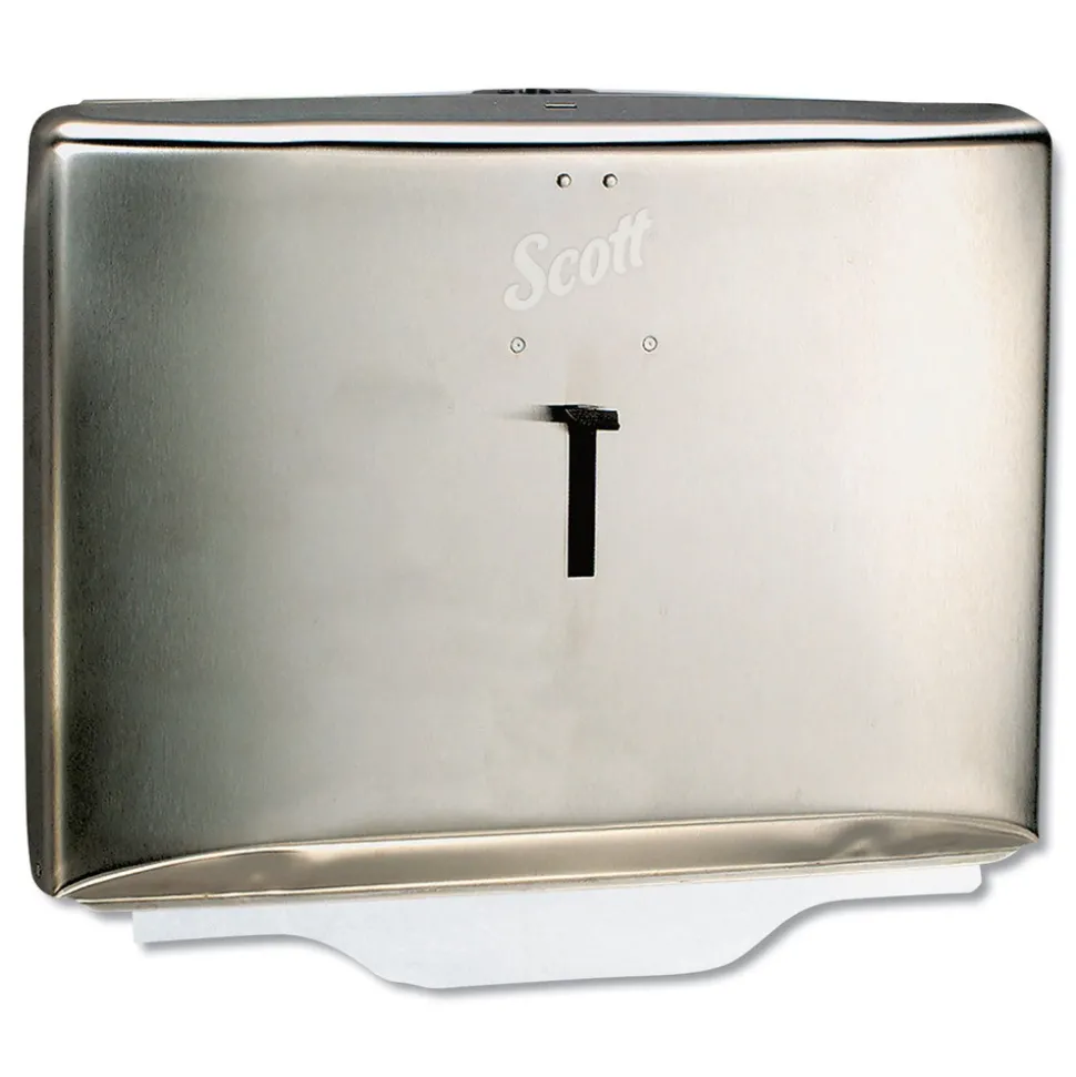 Scott 09512 16.6 in. x 2.5 in. x 12.3 in. Personal Seat Cover Dispenser - Stainless Steel