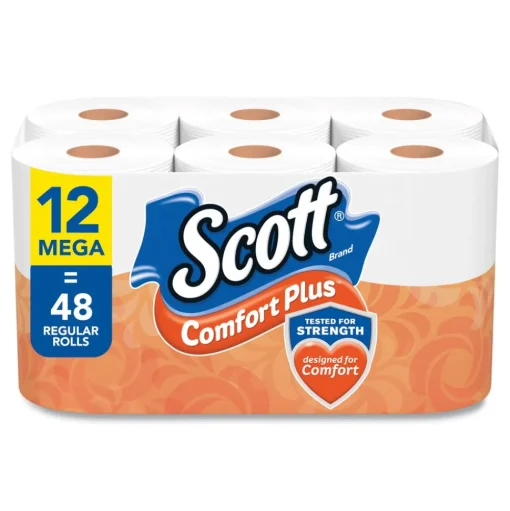 Scott ComfortPlus 1-Ply Septic Safe Mega Roll Toilet Paper - White (24/Carton)