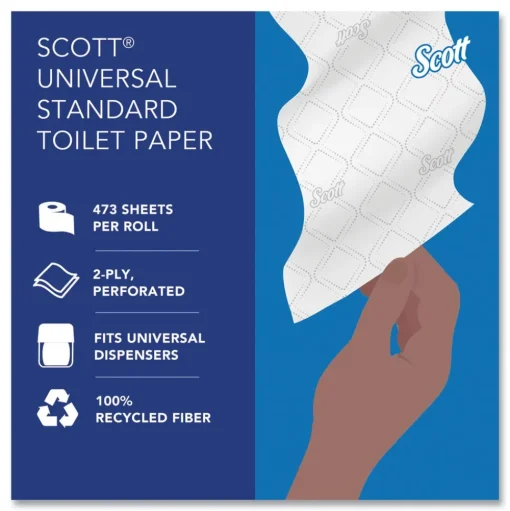 Scott Essential 100% Recycled Fiber SRB Septic Safe 2 Ply Bathroom Tissue - White (80/Carton)