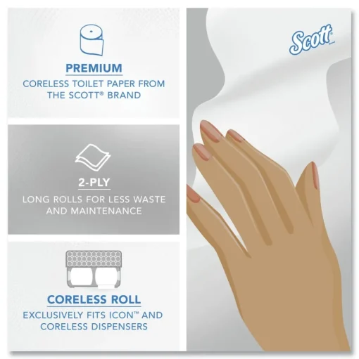 Scott Essential Coreless SRB Septic Safe 2-Ply Bathroom Tissue - White (36/Carton)