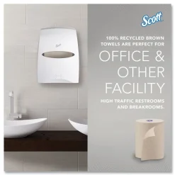 Scott Essential 1-Ply 8 in. x 700 ft. 1.75 in. Core 100% Recycled Fiber Hard Roll Towel - Brown (6/Carton)