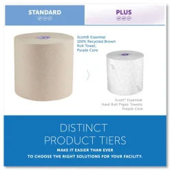 Scott Essential 1-Ply 8 in. x 700 ft. 1.75 in. Core 100% Recycled Fiber Hard Roll Towel - Brown (6/Carton)