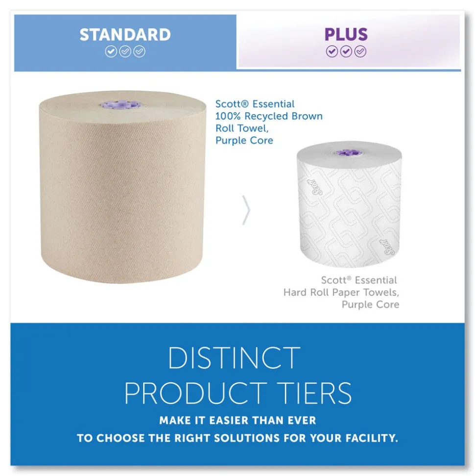 Scott Essential 1-Ply 8 in. x 700 ft. 1.75 in. Core 100% Recycled Fiber Hard Roll Towel - Brown (6/Carton)