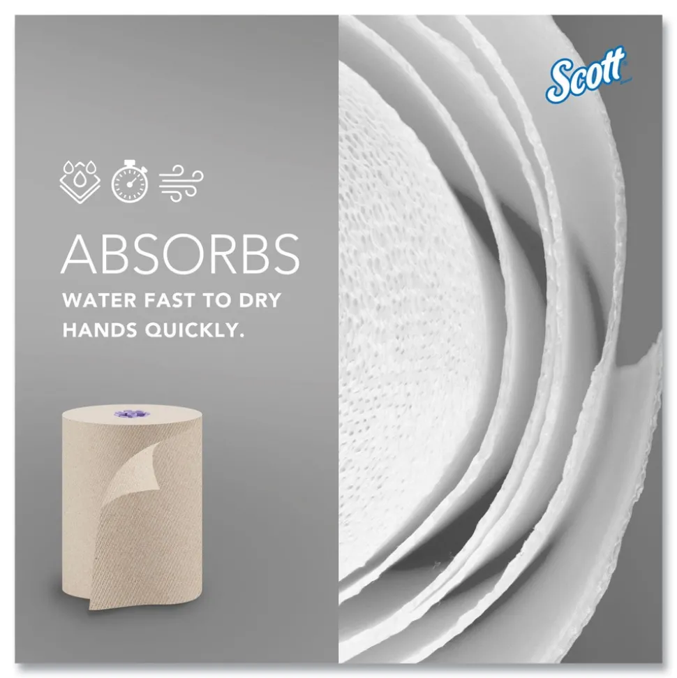 Scott Essential 1-Ply 8 in. x 700 ft. 1.75 in. Core 100% Recycled Fiber Hard Roll Towel - Brown (6/Carton)