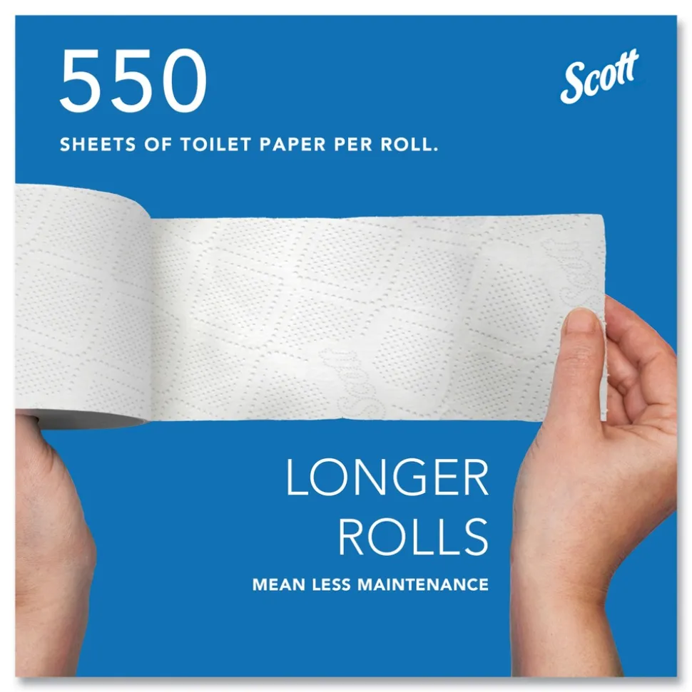 Scott Essential 2-Ply Septic Safe Convenience Carton Standard Roll Bathroom Tissue for Business - White (550/Roll, 20 Rolls/Carton)