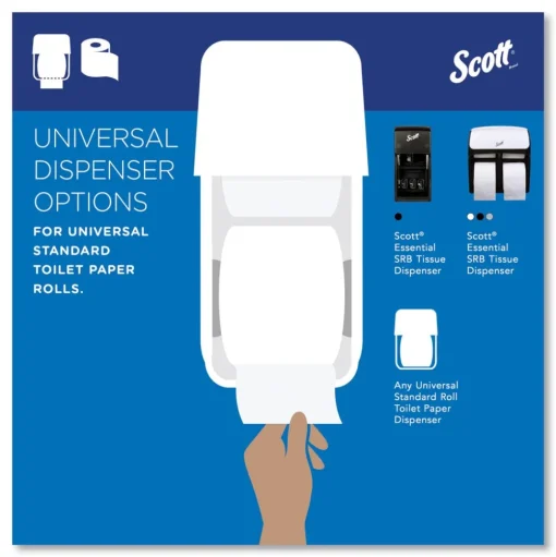 Scott Essential Standard Septic Safe 2 Ply Roll Bathroom Tissue - White (80/Carton)