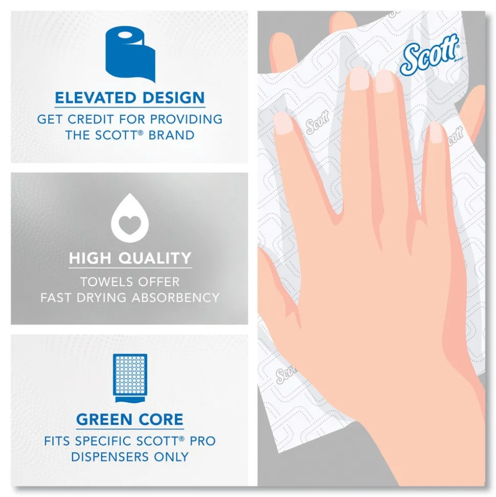 Scott 1-Ply 1150 ft. Pro Hard Roll Paper Towels with Elevated Scott Design for Scott Pro Dispenser - Green Core Only (6/Carton)