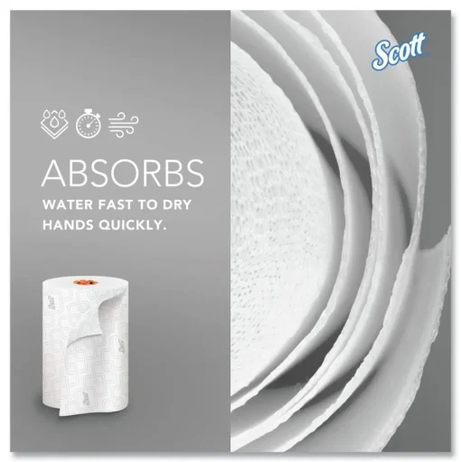 Scott 1-Ply 8 in. x 580 ft. Slimroll Towels - White/Orange Core (6/Carton)