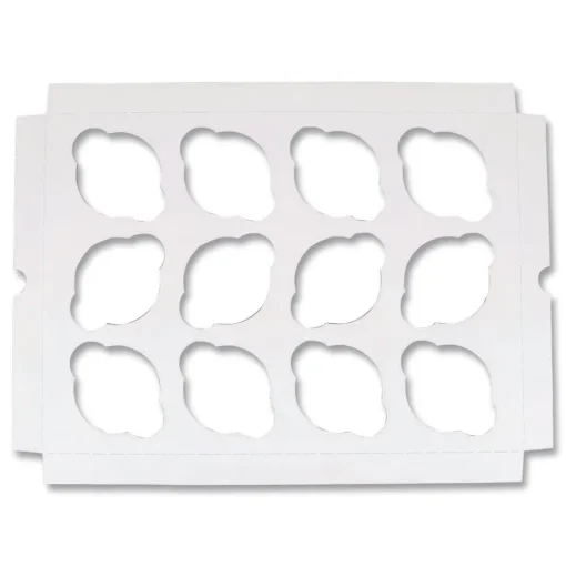 SCT 10016 9.88 in. x 13.88 in. x 0.88 in. 12-Compartments Paper Cupcake Holder Inserts - White/Brown (200/Bundle)