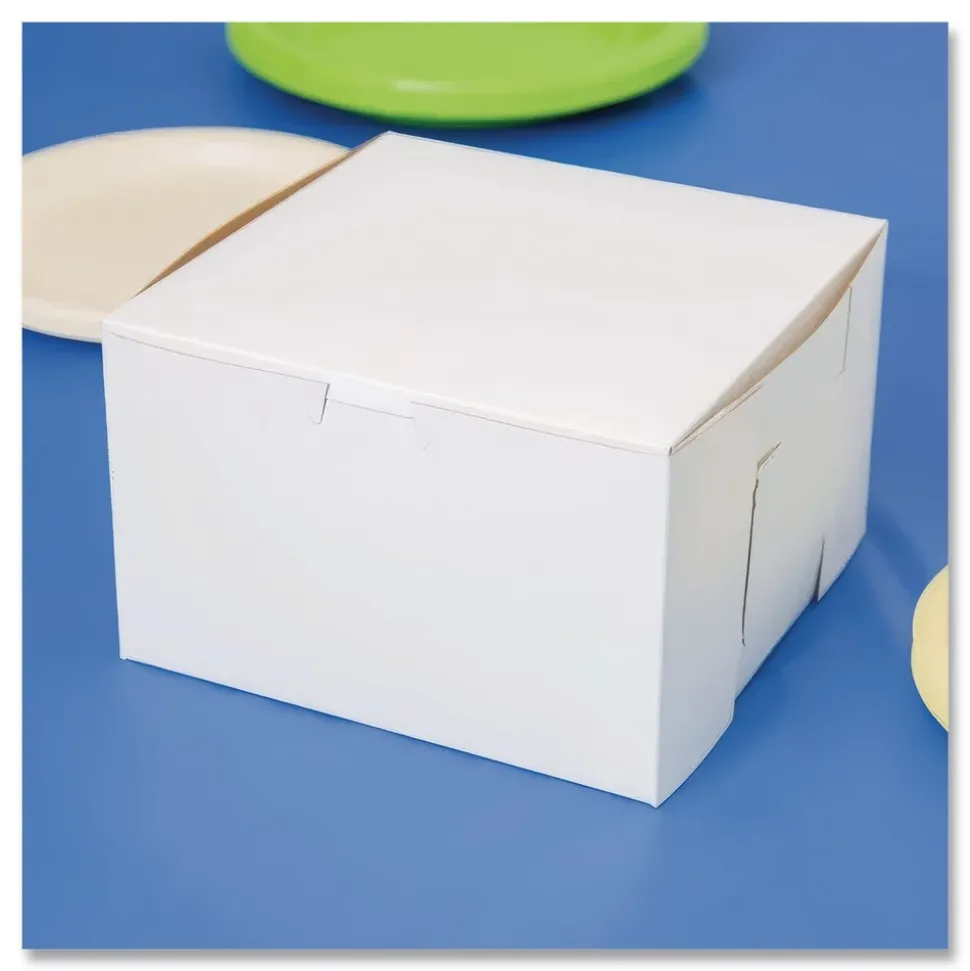 SCT 9455 8 in. x 8 in. x 5 in. One-Piece Non-Window Paper Bakery Boxes - White (100/Carton)