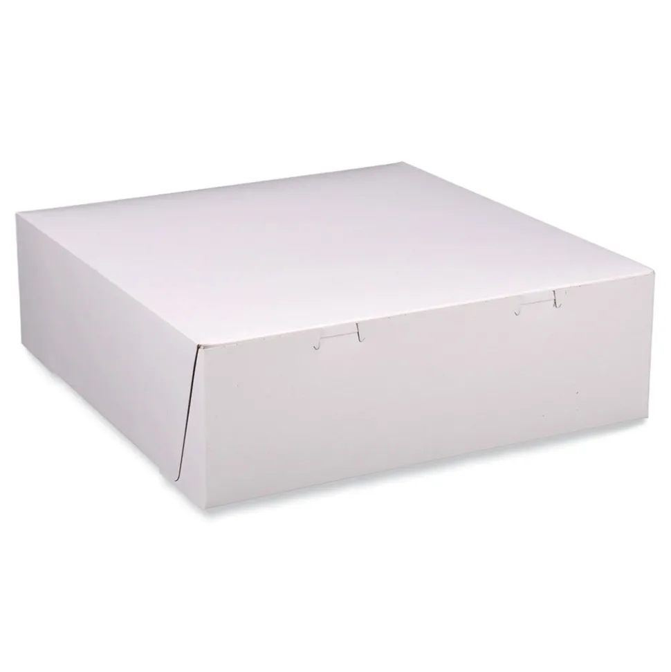 SCT 12 in. x 12 in. x 4 in. Paper Standard Bakery Boxes - White (100/Carton)