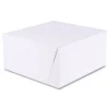 SCT 10 in. x 10 in. x 5 in. Standard Paper One-Piece Non-Window Bakery Boxes - White/Brown (100/Bundle)