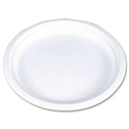 SCT ChampWare Molded Fiber Tableware, Molded Fiber Plate, 9-in dia, White, 125 Plates/Sleeve, 4 Sleeves/Carton