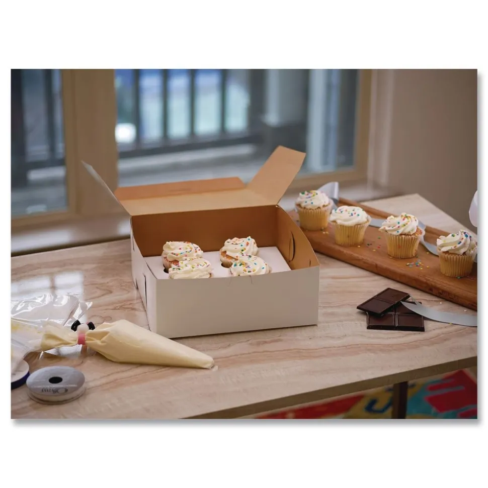 SCT SCH 0989 12 in. x 12 in. x 6 in. Paper One-Piece Non-Window Bakery Boxes - White (50/Carton)