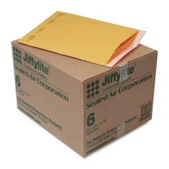 Sealed Air Jiffylite #6 Barrier Bubble Air Cell Cushion Self-Adhesive Closure Self-Seal 12.5 in. x 19 in. Bubble Mailer - Brown Kraft (50/Carton)