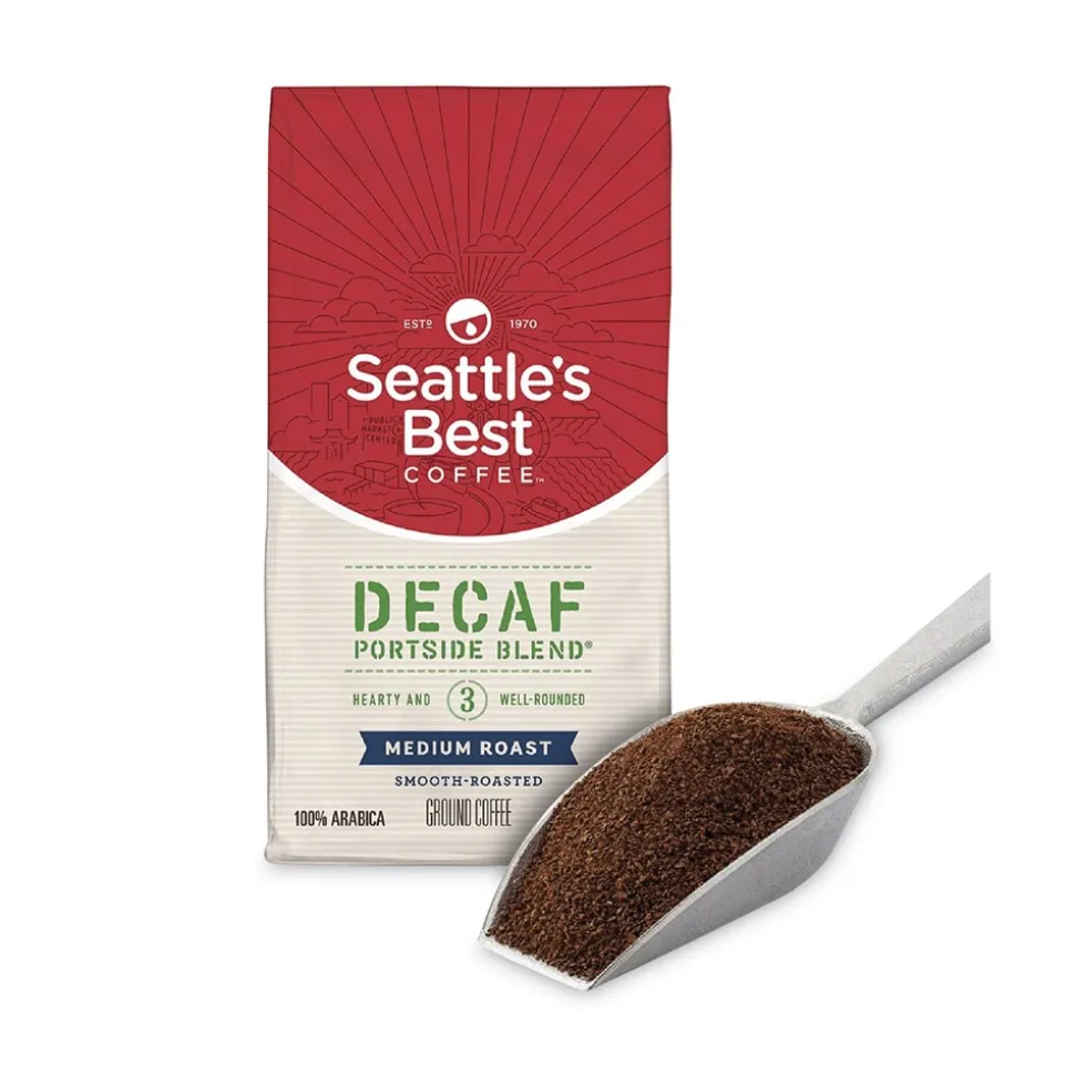 Seattle's Best 12420877 12 oz Bag Decaffeinated Medium Roast Ground Coffee - Port Side Blend (6/Carton)