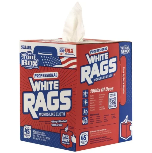Sellars 1-Ply 9.8 x 12 TOOLBOX Rags - White (6/Carton)