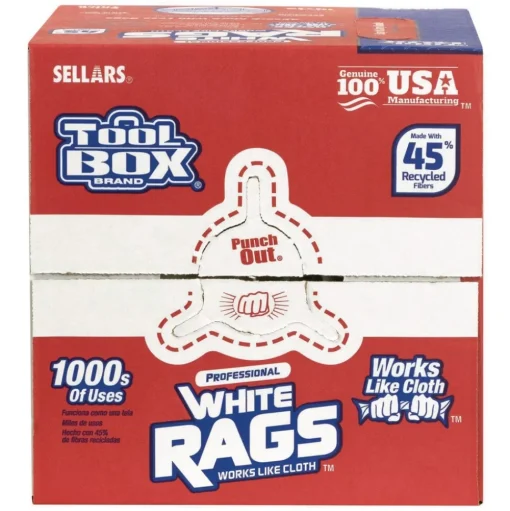 Sellars 1-Ply 9.8 x 12 TOOLBOX Rags - White (6/Carton)