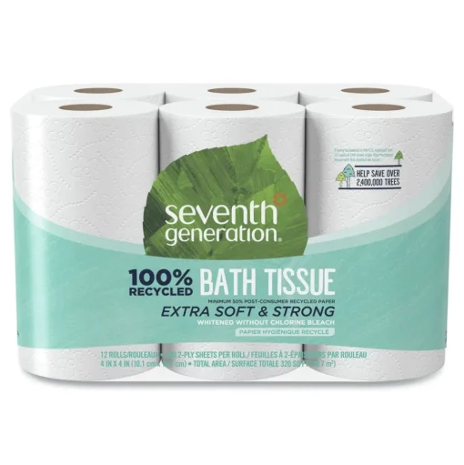 Seventh Generation 100% Recycled 2-Ply Bathroom Tissue - White (240 Sheets/Roll, 12 Rolls/Pack)