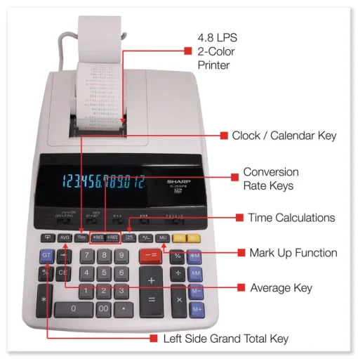 Sharp Black/Red Print 4.8 Lines/Sec Two-Color Printing Calculator