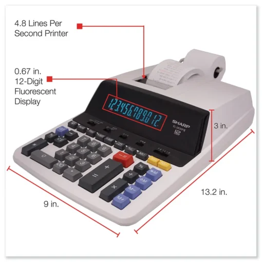 Sharp Black/Red Print 4.8 Lines/Sec Two-Color Printing Calculator