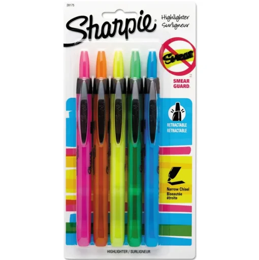 Sharpie Chisel Tip Retractable Highlighters - Assorted Ink/Barrel Colors (1-Set)