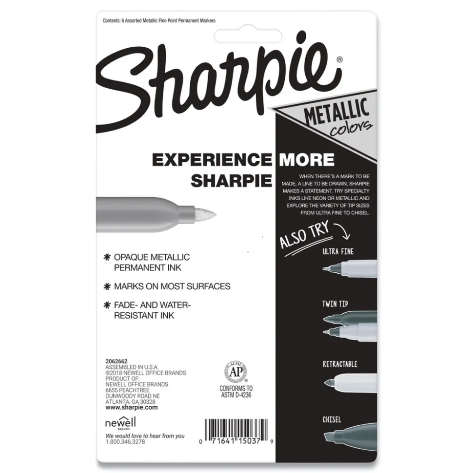 Sharpie Fine Bullet Tip Metallic Permanent Markers - Blue/Green/Red