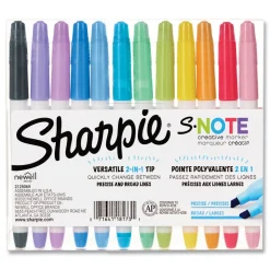 Sharpie S-Note Chisel Tip Creative Markers - Assorted Ink/Barrel Colors (12/Pack)