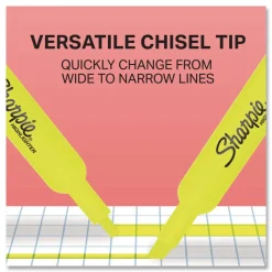 Sharpie Tank-Style Chisel Tip Highlighters - Fluorescent Yellow Ink/Yellow Barrel (4/Pack)