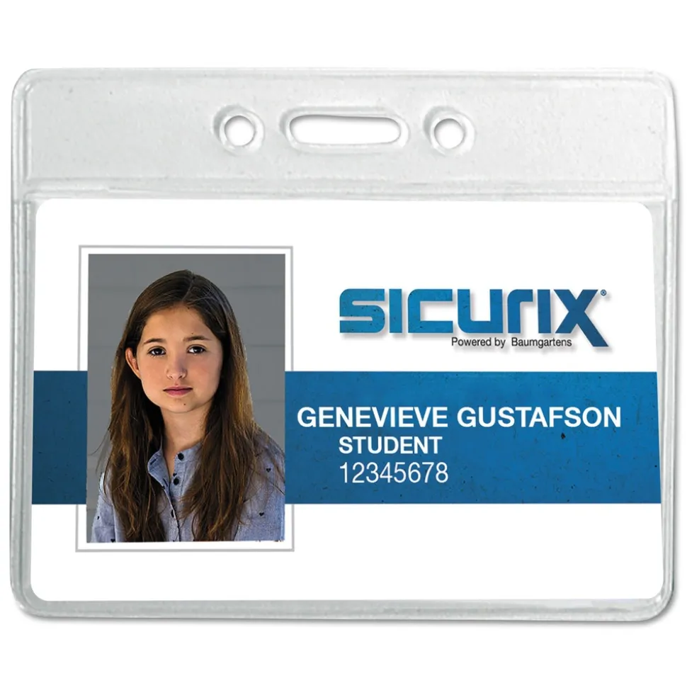 SICURIX SICURIX 2.13 in. x 3.38 in. Horizontal Badge Holder - Clear (12/Pack)
