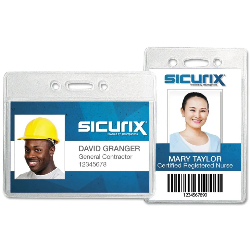 SICURIX SICURIX 2.13 in. x 3.38 in. Horizontal Badge Holder - Clear (12/Pack)