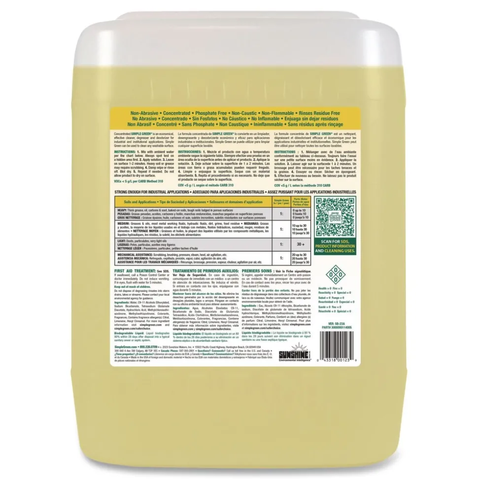 Simple Green 5 Gallon Industrial Cleaner and Degreaser - Lemon Scent