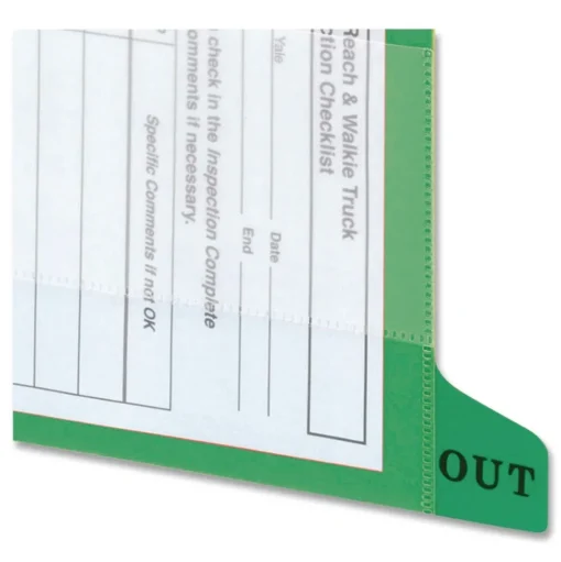 Smead 61952 1/3-Cut End Tab Out 8.5 in. x 11 in. Colored Poly Out Guides with Pockets - Green (25/Box)