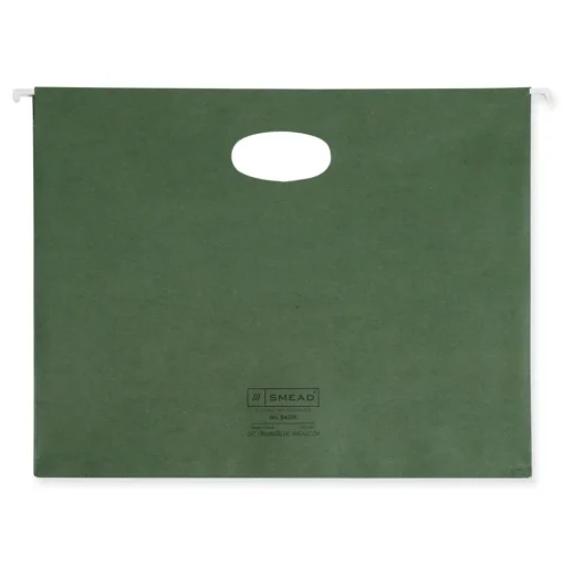 Smead 3.5 in. Capacity 1 Section 100 Percent Recycled Hanging Pockets with Full-Height Gusset - Standard Green/Letter Size (10/Box)