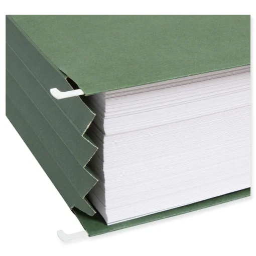 Smead 3.5 in. Capacity 1 Section 100 Percent Recycled Hanging Pockets with Full-Height Gusset - Standard Green/Letter Size (10/Box)