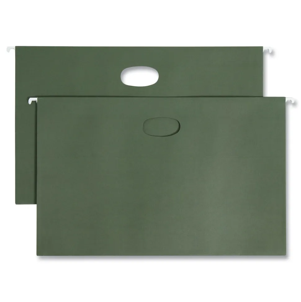 Smead 1.75 in. Capacity 1 Section Hanging Pockets with Full-Height Gusset - Standard Green/Legal Size (25/Box)
