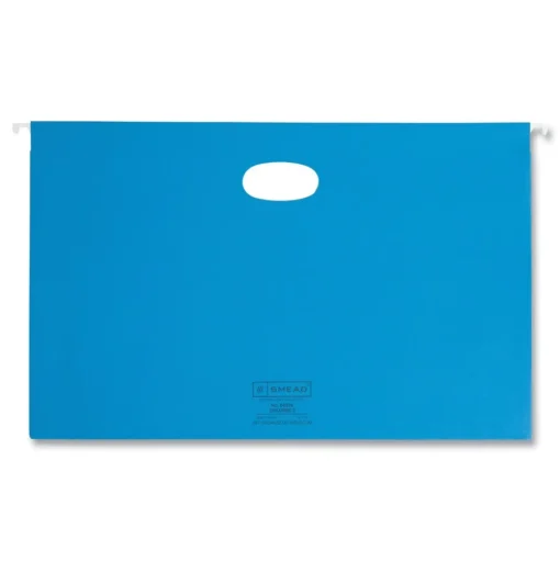 Smead 3 in. Capacity 1/5-Cut Tabs 1 Section Legal Size Hanging Pockets with Full-Height Gusset - Sky Blue (25/Box)