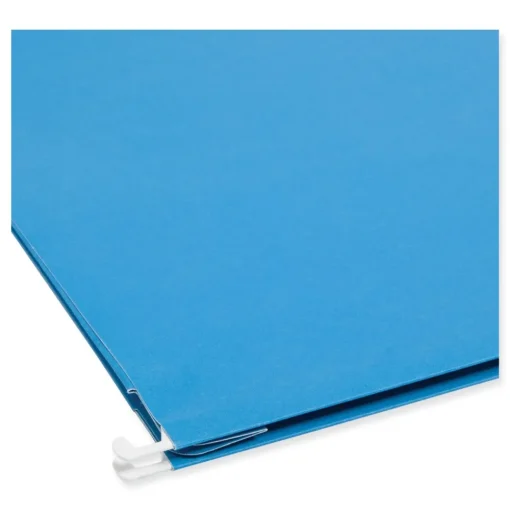 Smead 2 in. Capacity 1/5-Cut Tabs 1 Section Letter Size Hanging Pockets with Full-Height Gusset - Sky Blue (25/Box)