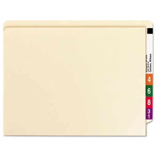 Smead 0.75 in. Expansion 1 Fastener Letter Size Interior Front-Cover Pocket Heavyweight End Tab Fastener Folders - Manila (50/Box)