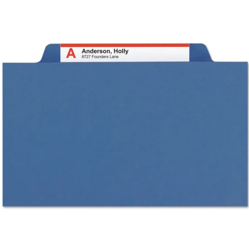 Smead 1 in. Expansion Assorted 1/3-Cut Tabs Letter Size Expanding Recycled Heavy Pressboard Folders - Dark Blue (25/Box)