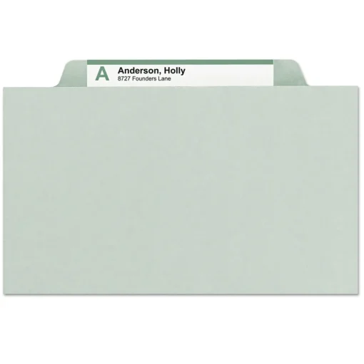 Smead 2 in. Expansion Assorted 1/3-Cut Tabs Legal Size Expanding Recycled Heavy Pressboard Folders - Gray-Green (25/Box)