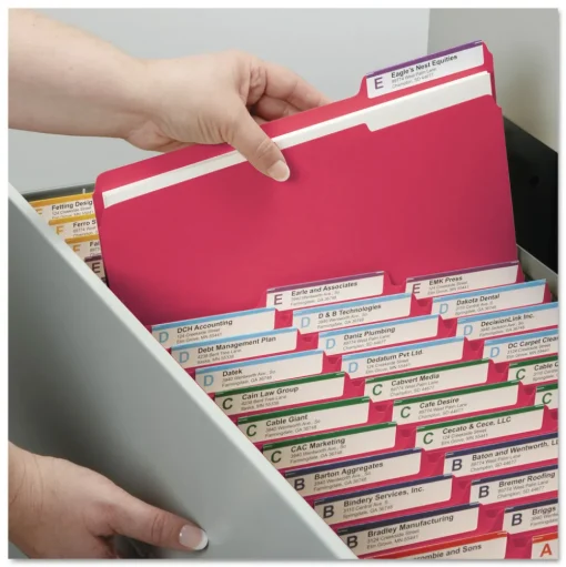 Smead 2 in. Expansion Colored Pressboard Folders with 2 SafeSHIELD Fasteners - Letter Size/Bright Red (25/Box)